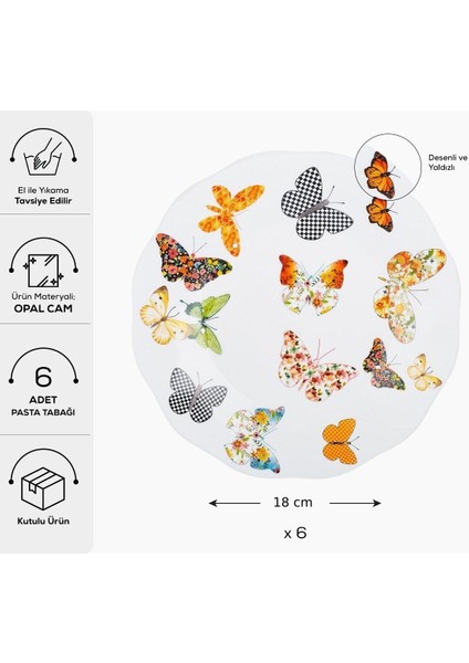 Beyaz Opal Cam Pasta Takımı, 6 Kişilik, 18 Cm, Şık ve Dayanıklı Tasarım fiyatları