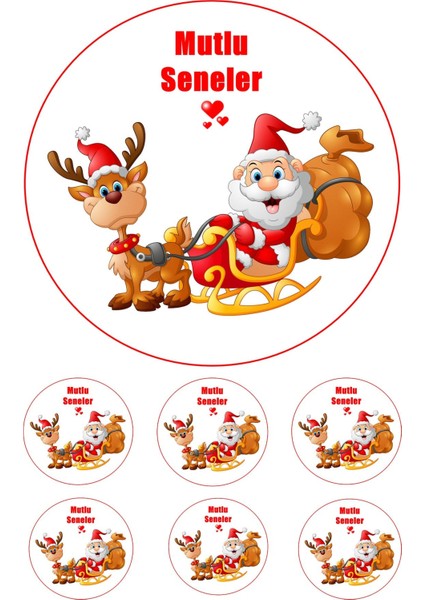 Yenilebilir Pasta Resmi Yılbaşı Pastası Pasta Resmi 6- 8- 10 Kişilik Pastaya Uygun 16 cm