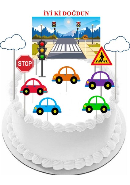 Sevimli Arabalar Modelli Pasta Süsleme Kürdanı Şekildeki Görseller Gelecek