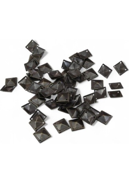 13X13 4 Delikli mm Kare Bombeli Pirinç Pul Payet (30 gr 50 Adet)