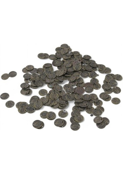 10 mm Eskitme Bronz Çift Delikli Surat Desenli Pul Payet (20 gr 100 Adet)