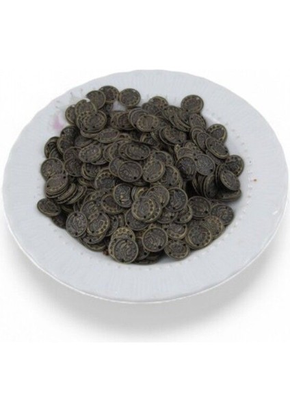 10 mm Eskitme Bronz Çift Delikli Surat Desenli Pul Payet (20 gr 100 Adet) fiyatları