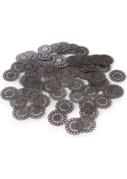 Dantel Desenli Güneş Motifi Modeli 25 mm Metal 10 Adet (Küpe Aparatı, Bileklik Ucu, Broş Aksesuar)