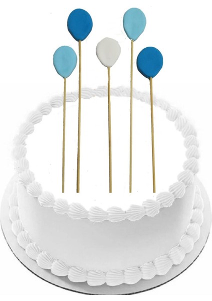 Şeker Hamurundan Mavi Beyaz Balon 5 Adet Gelecek