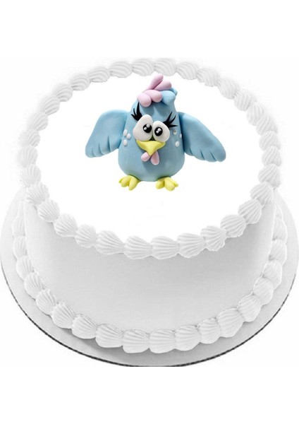 Şeker Hamurundan Pasta Tamamlayıcı Süs Mavi Kuş Modelli Figür