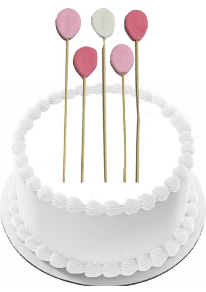 Şeker Hamurundan Pembe Beyaz Balon 5 Adet Gelecek