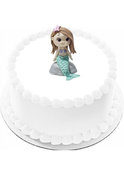 Şeker Hamurundan Pasta Tamamlayıcı Süs Deniz Kızı Modelli Figür