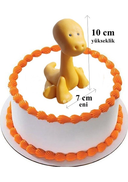 Şeker Hamurundan Turuncu Renk Sevimli Dinazor Pasta Süsü 7X10 cm Ebat 1 Adet Gelecek fiyatları