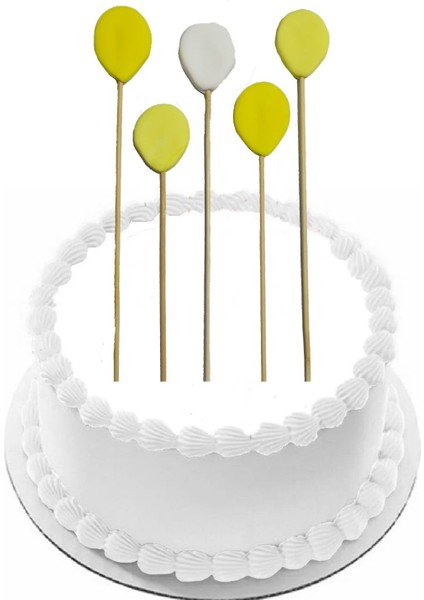Şeker Hamurundan Sarı Beyaz Balon 5 Adet Gelecek