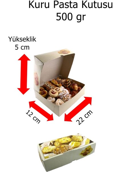 Kuru Pasta Kutusu 500 gr 5X12X22 cm Ebatlarda 10 Adet Gönderilecektir
