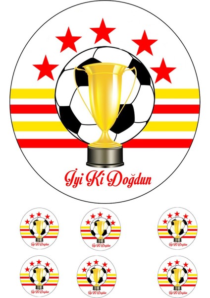 Yenilebilir Pasta Resmi Futbol Modeli Sarı Kırmızı Renkler Yeni Tasarım