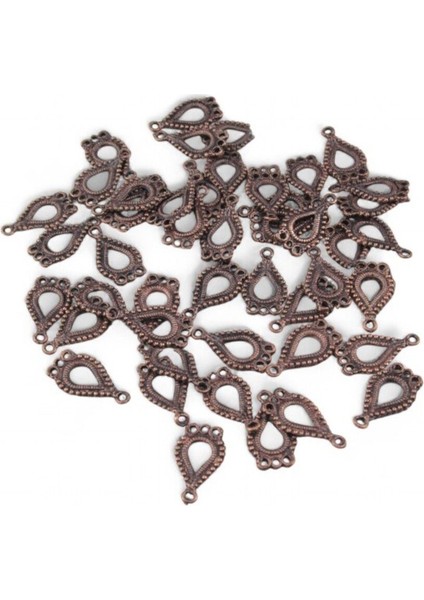 Damla Desenli 25X15 mm Paslanmaz Pirinç Metal Pul 10 Adet (Küpe Aparat, Bileklik Ucu, Broş Aksesuar)