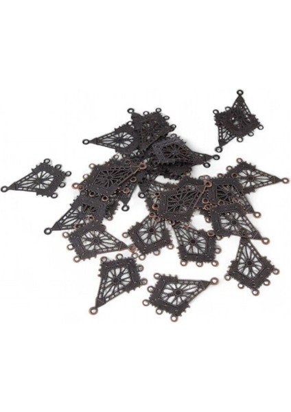 Dantel Desenli Doku Efektli Metal 10 Adet (Küpe Aparatı, Bileklik Ucu, Broş Aksesuar)