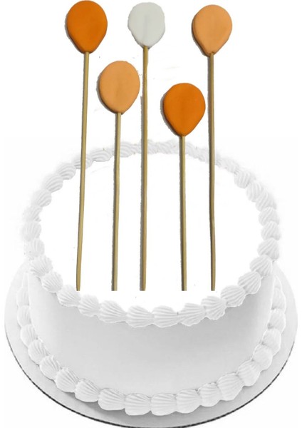 Şeker Hamurundan Turuncu Beyaz Balon 5 Adet Gelecek