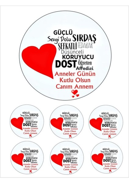 Yenilebilir Pasta Resmi Anneler Günü Için Pirinç Kağıdından 6- 8- 10 Kişilik Pastaya Uygun 16 cm