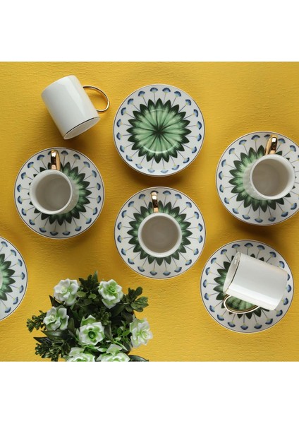 6 Kişilik Beyaz Türk Kahve Fincan Takımı, 90 Ml, Şık ve Zarif Tasarım
