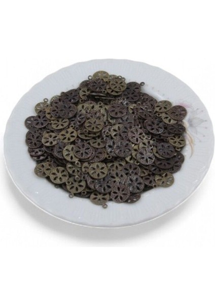 Çiçekli Koyu Bakır 10 mm Yandan Delikli Pirinç Payet (30 gr 115 Adet) fiyatları