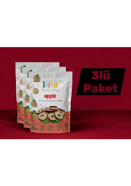 Elma 3 Lü- Dondurularak Kurutulmuş Meyve - Freeze Dry Kuru Meyve 20gr-3'lü