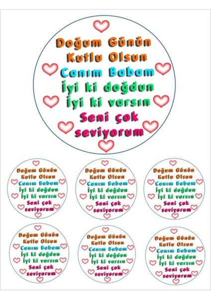 Yenilebilir Pasta Resmi I. doğdun Baba Pirinç Kağıdından 6- 8- 10 Kişilik Pastaya Uygun 16 cm