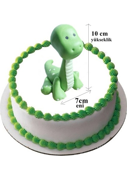 Şeker Hamurundan Yeşil Renk Sevimli Dinazor Pasta Süsü 7X10 cm Ebat 1 Adet Gelecek fiyatları