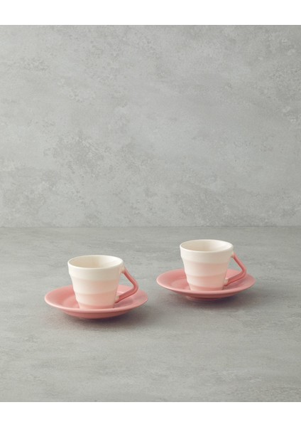 Pembe 2 Kişilik Seramik Kahve Fincan Takımı, 90 Ml, 4 Parça