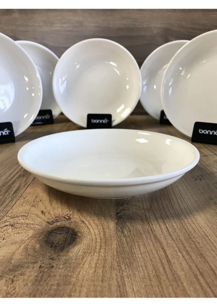 Beyaz 6'lı 20 cm Çukur Yemek Tabağı Seti, Şık ve Dayanıklı Porselen Ürün.