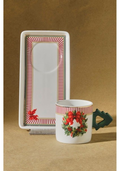 Yılbaşı Temalı 2 Kişilik Beyaz Kahve Fincanı 100 Ml, Şık ve Kullanışlı Tasarım modelleri