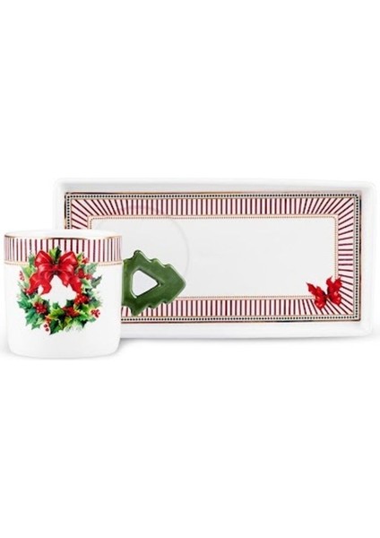 Yılbaşı Temalı 2 Kişilik Beyaz Kahve Fincanı 100 Ml, Şık ve Kullanışlı Tasarım