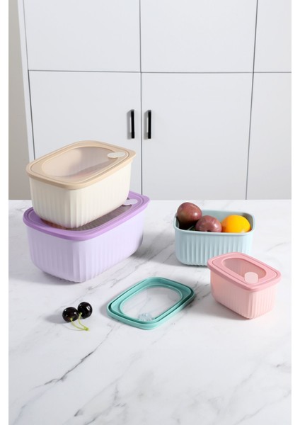 Gri 4'lü Saklama Kabı, Pratik ve Şık Mutfak Düzeni Için Ideal