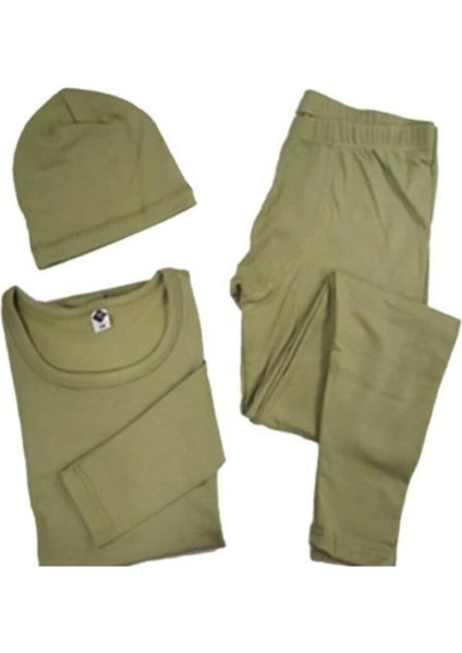 Unisex Haki Renk Thermal Içlik Alt Üst Bere Takım modelleri