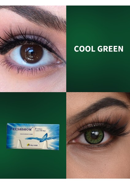 Freshshow Renkli Yıllık Lens Cool Green / Lens Kabı / Lens Suyu