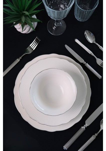 Porselen Ilay Yemek Takımı Platin Yaldızlı 6 Kişilik 24 Parça fiyatları