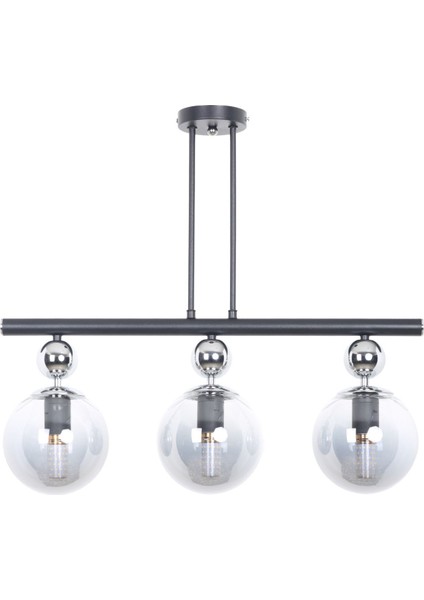 Şık Siyah Krom Füme Camlı Modern Avize, Zarif ve Estetik Aydınlatma Tercihi