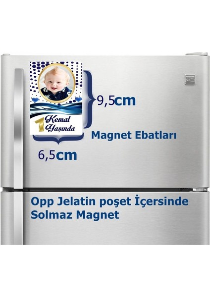 Bir Yaş Resimli Erkek Çocuk Magnet Büyük Boy 6,5x9,5 cm 16 Adet Gelecek MG5428027741 fiyatları