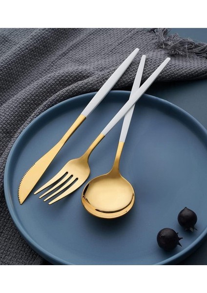 Altı Kişilik Gold Beyaz Paslanmaz Çelik 18 Parça Yuvarlak Form Takım fiyatları