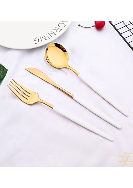 Altı Kişilik Gold Beyaz Paslanmaz Çelik 18 Parça Yuvarlak Form Takım modelleri