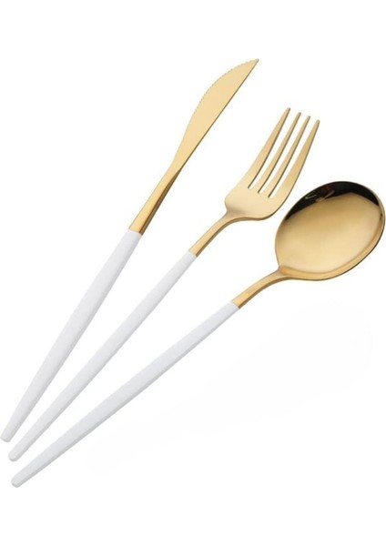 Altı Kişilik Gold Beyaz Paslanmaz Çelik 18 Parça Yuvarlak Form Takım fırsatları