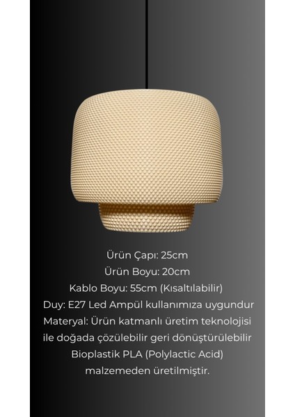 Şık Hasır Renk Rattan Görünümlü Sarkıt Avize, E27 Bioplastik Tasarım fırsatları