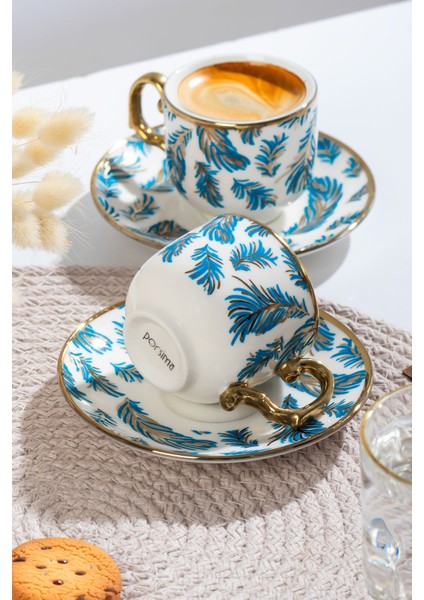 Yaldızlı 6 Kişilik Kahve Fincan Seti, Zarif ve Şık Tasarım