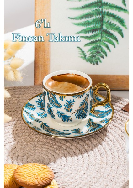 Yaldızlı 6 Kişilik Kahve Fincan Seti, Zarif ve Şık Tasarım fiyatları