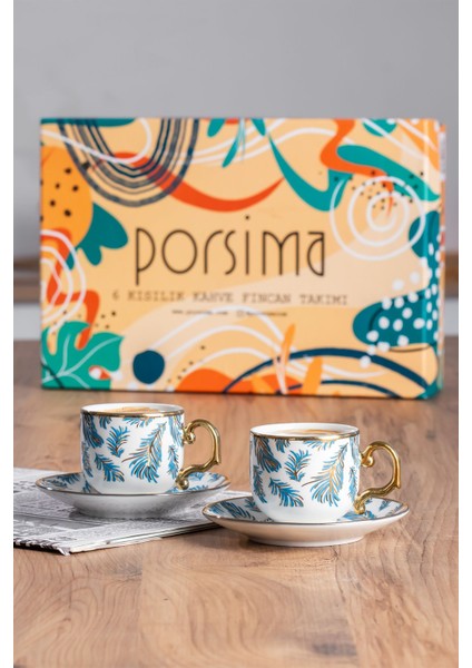 Yaldızlı 6 Kişilik Kahve Fincan Seti, Zarif ve Şık Tasarım modelleri