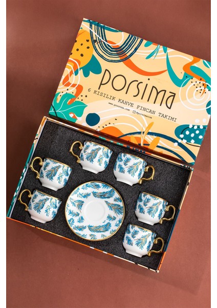 Yaldızlı 6 Kişilik Kahve Fincan Seti, Zarif ve Şık Tasarım fırsatları