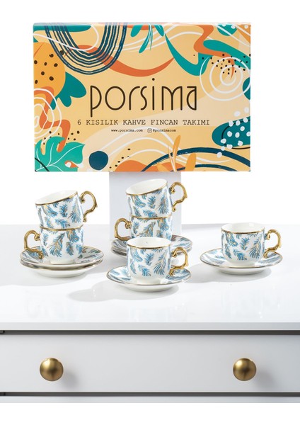 Yaldızlı 6 Kişilik Kahve Fincan Seti, Zarif ve Şık Tasarım indirimleri