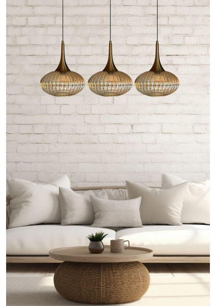 Şık Cam Bal Rengi Üçlü Eskitme Külah Sarkıt Aydınlatma, Restoran ve Salonlara Zarif Dokunuş fiyatları