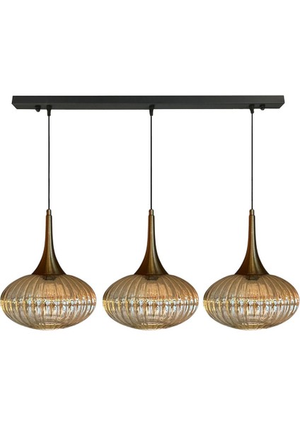 Şık Cam Bal Rengi Üçlü Eskitme Külah Sarkıt Aydınlatma, Restoran ve Salonlara Zarif Dokunuş indirimleri