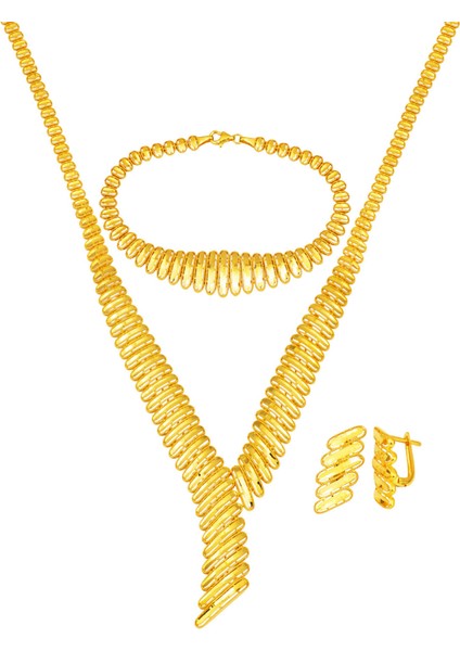 Parıltılı Taşsız Altın Takı Seti