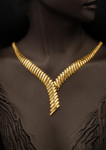 Parıltılı Taşsız Altın Takı Seti modelleri