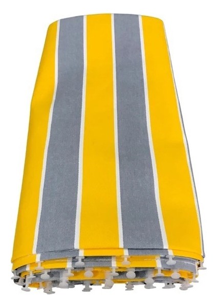 Balkon Perdesi Kuş Gözü Ölçü Seçenekli Sarı Gri Çizgili modelleri