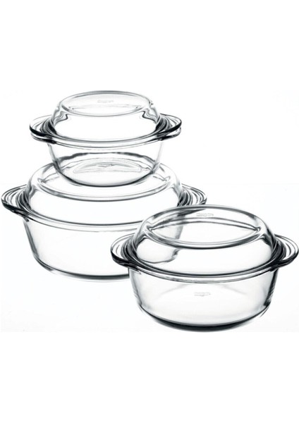 Turuncu 3 Boy Cam Kapaklı Yuvarlak Tencere Seti, Şık ve Dayanıklı Mutfak Gereci