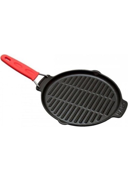 Döküm Izgara Tava, Tel ve Silikon Sap, 23 Cm, Dayanıklı ve Şık Tasarım